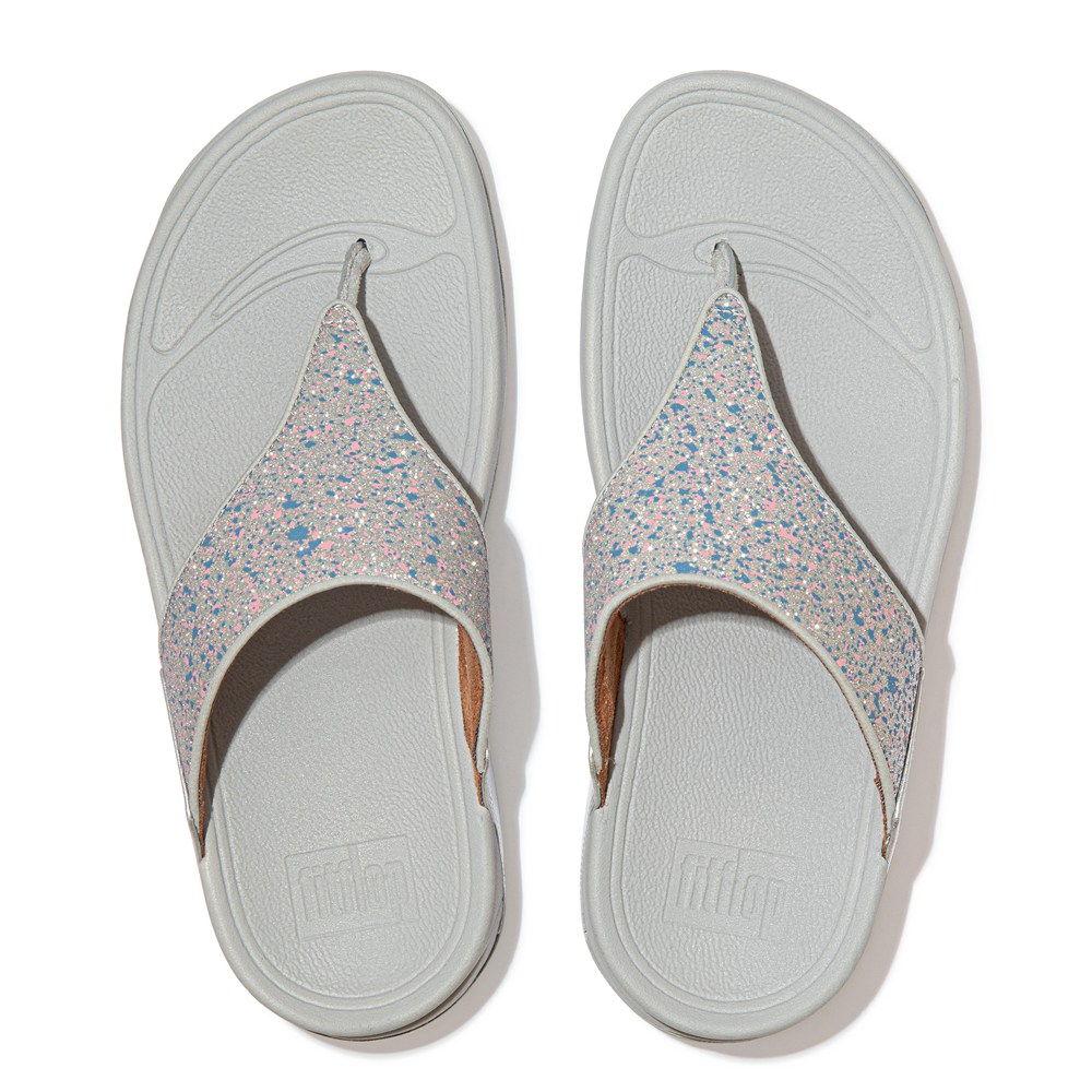 Fitflop Womens Sandals - Lulu Shimmer Toe-post - Silver - 329-YOSCGN